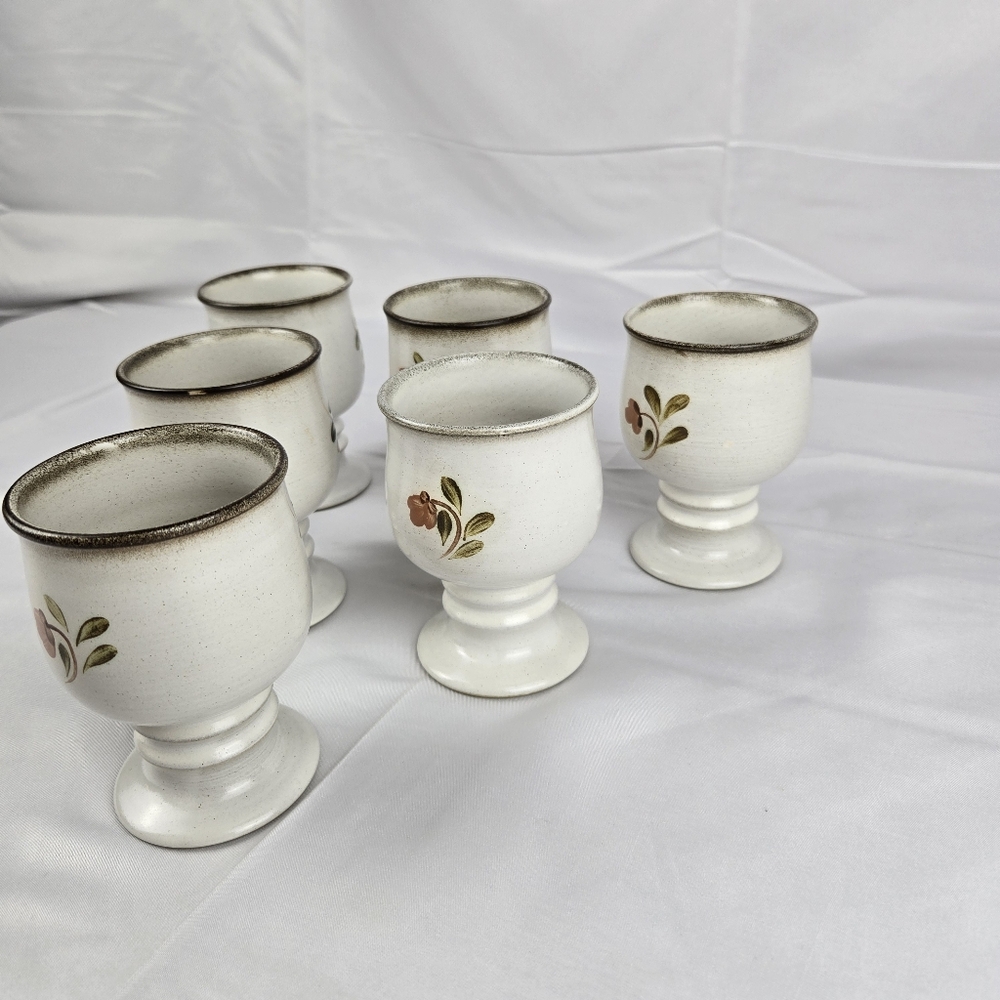 Vintage Denby Langley Serenade Stoneware Goblet Set of 6 Vtg Goblets - Picture 8 of 12